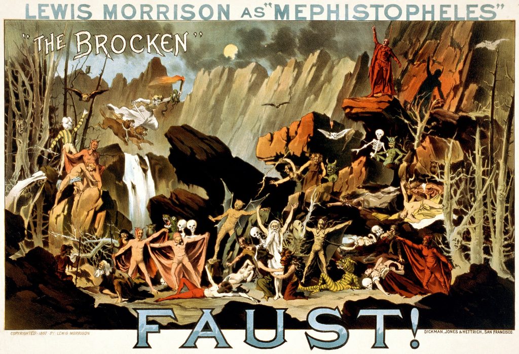 Theatrical poster for Faust. Lithograph by Dickman, Jones &amp; Hettrich 