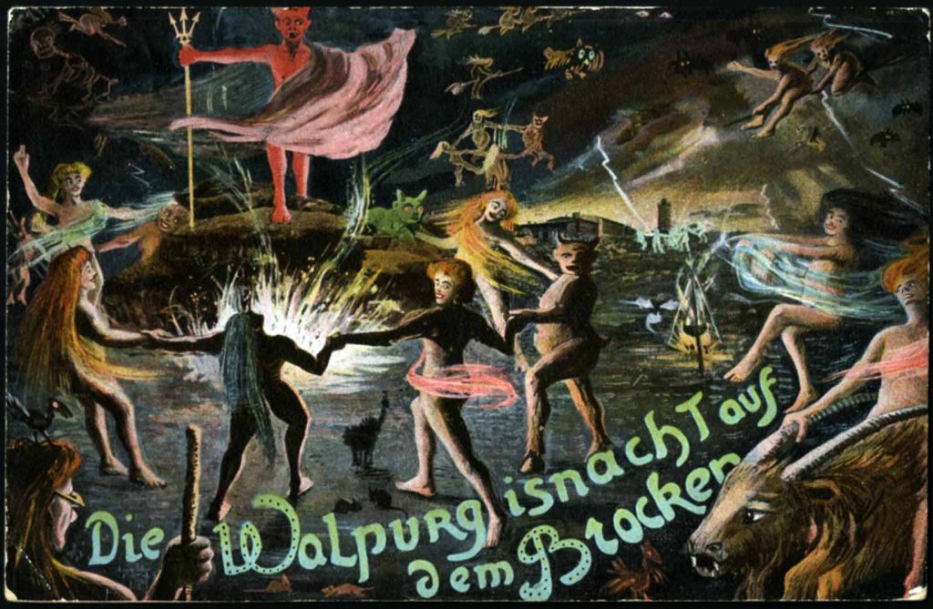 Postcard commemorating Walpurgisnacht on the Brocken mountain.