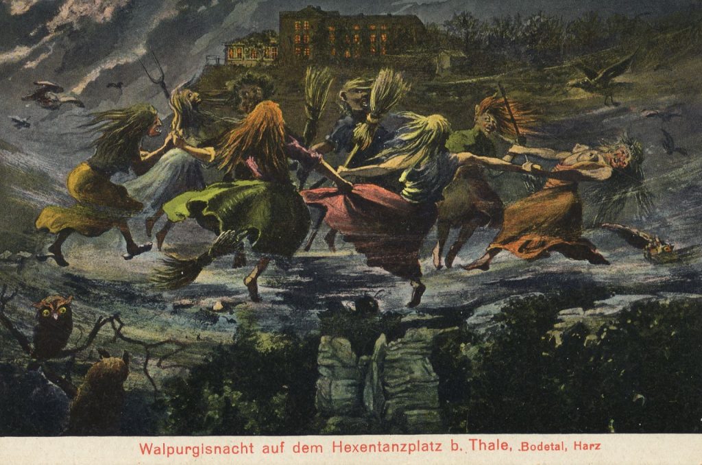 Postcard commemorating Walpurgisnacht on the Brocken mountain.