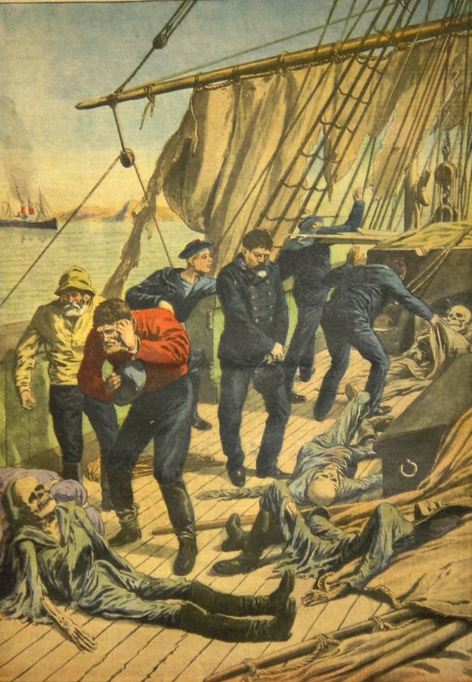 Discovery of the ghost ship Marlborough" 1913, from Supplément illustré du Petit Journal