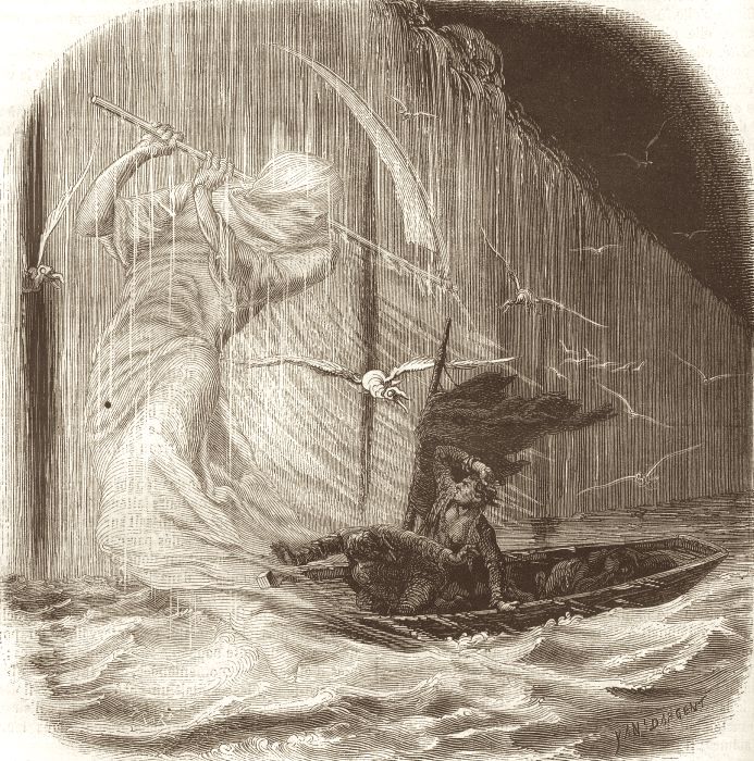 "Pym" Illustration for Jules Verne's essay "Edgard Poë et ses oeuvres" by Frederic Dargent, 1862