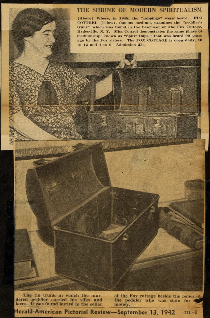 News clipping depicting the "peddler's chest" recovered from the Fox home 