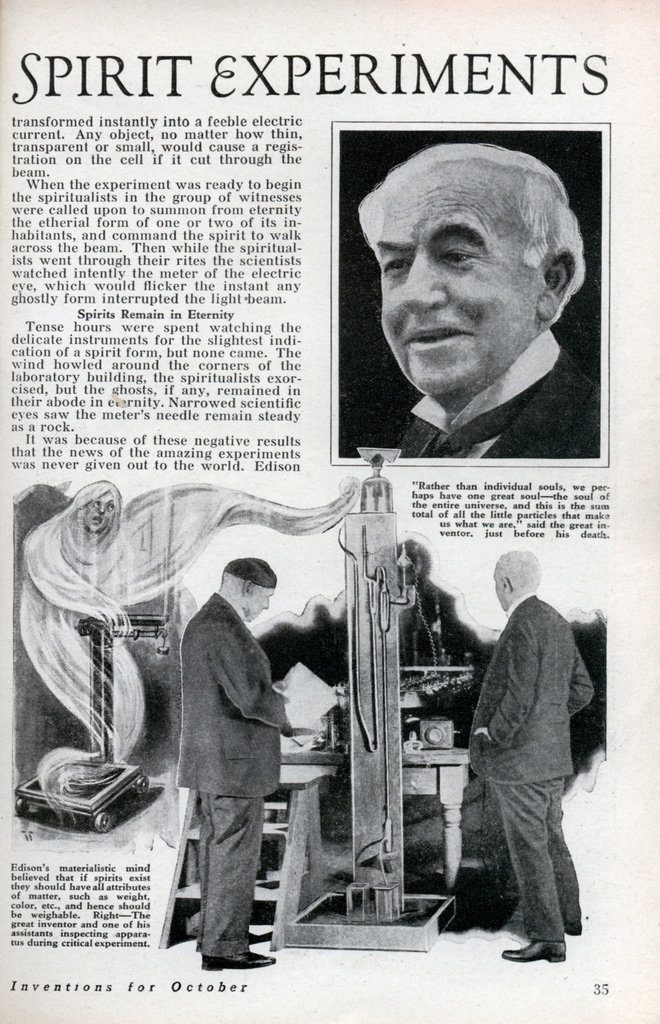 Article from "Modern Mechanix" on Edison's "spirit phone"