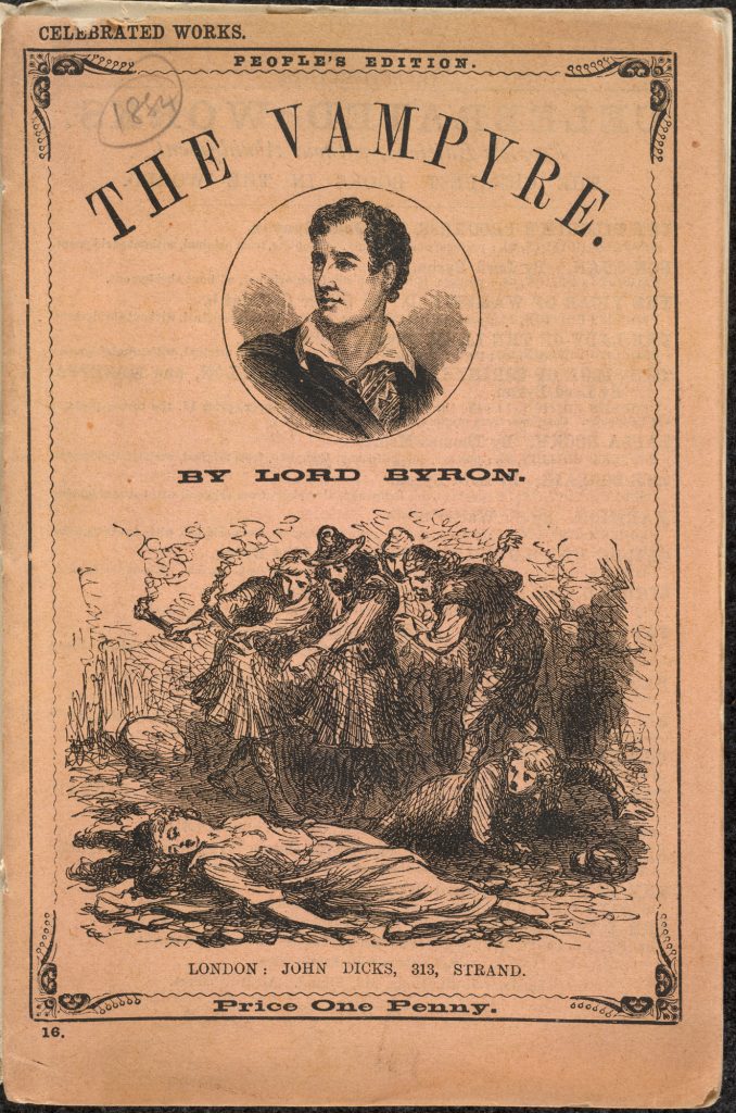 Polidori's "Vampyre" misattributed to Byron in first printing.