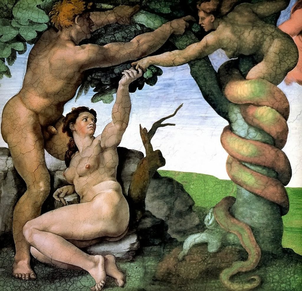 Michelangelo's "Temptation" with Lilith as Serpent