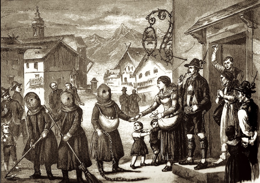 “Berchtengehen” ("Going as Perchten") from illustrierte Chronik der Zeit (1890)