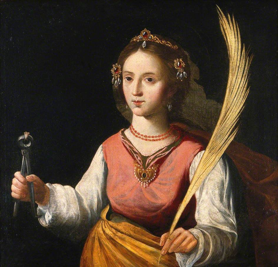 St Apollonia, 17th-cent, school of Francisco de Zur